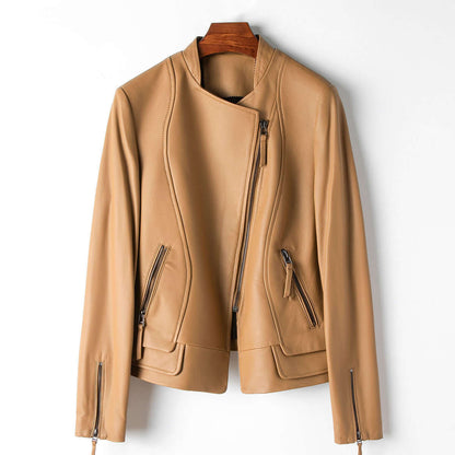 Elegant Women's Leather Jacket Trendy Style