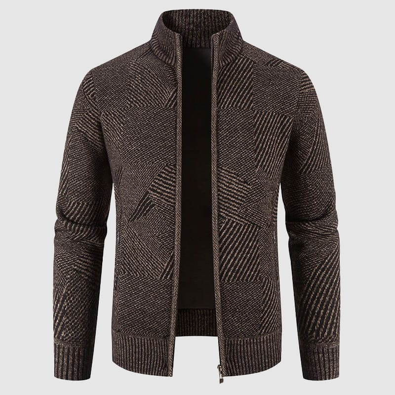 Stylish Men's Cardigan Jacket Geometric Pattern