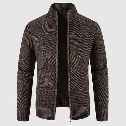Stylish Men's Cardigan Jacket Geometric Pattern