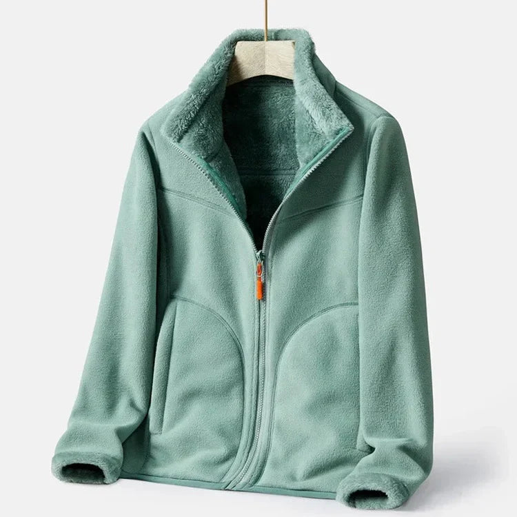Double-breasted Women's Fleece Jacket Warm Elegant