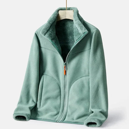 Double-breasted Women's Fleece Jacket Warm Elegant
