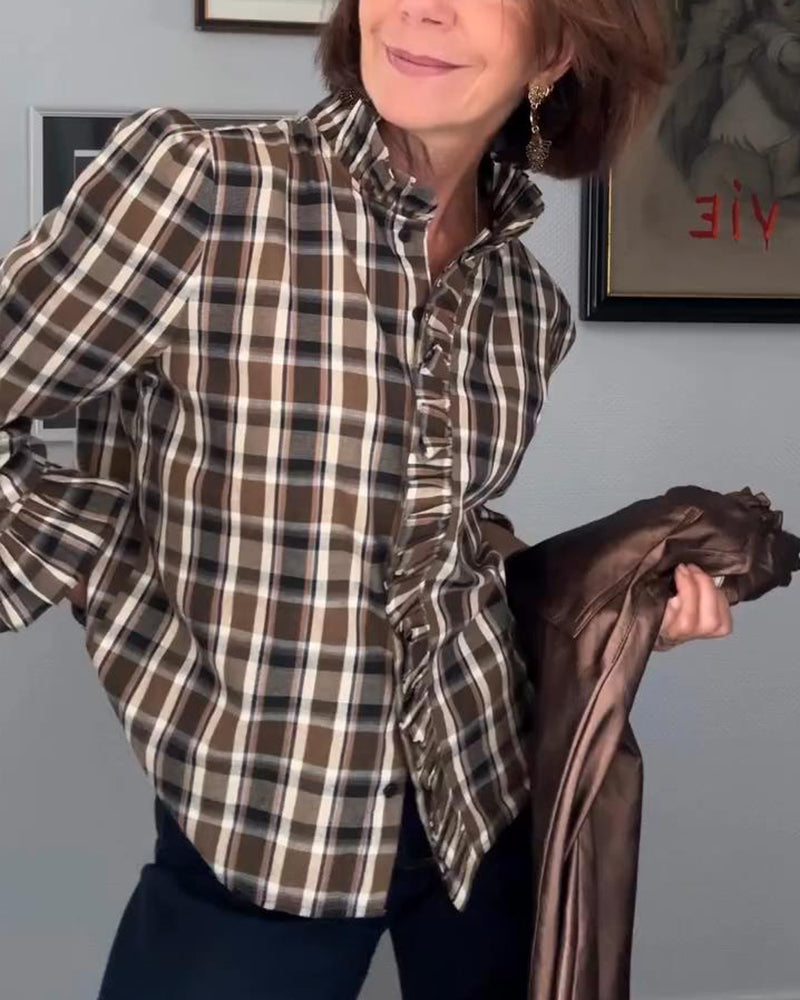 Men's Plaid Mushroom Print Shirt