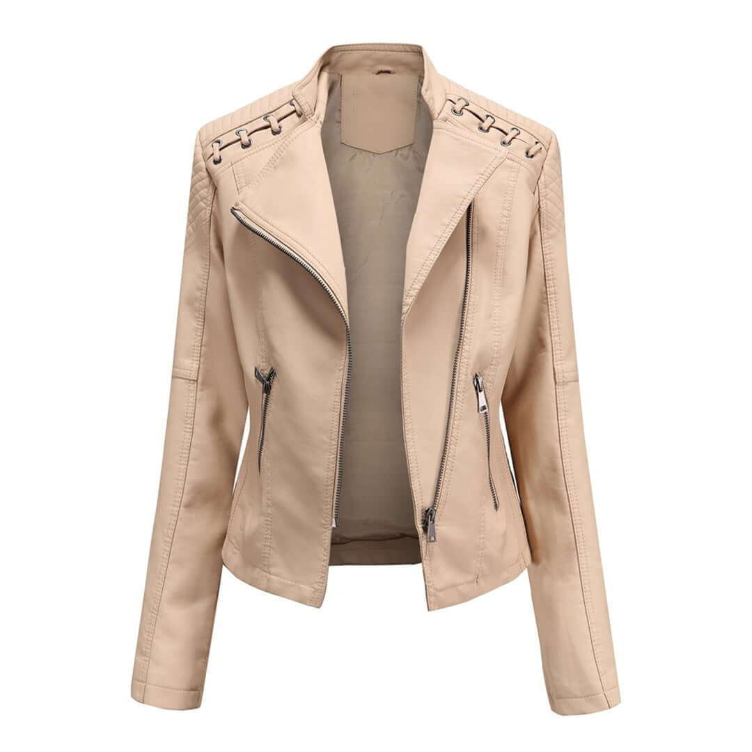 Fashionable Women's Leather Biker Jacket