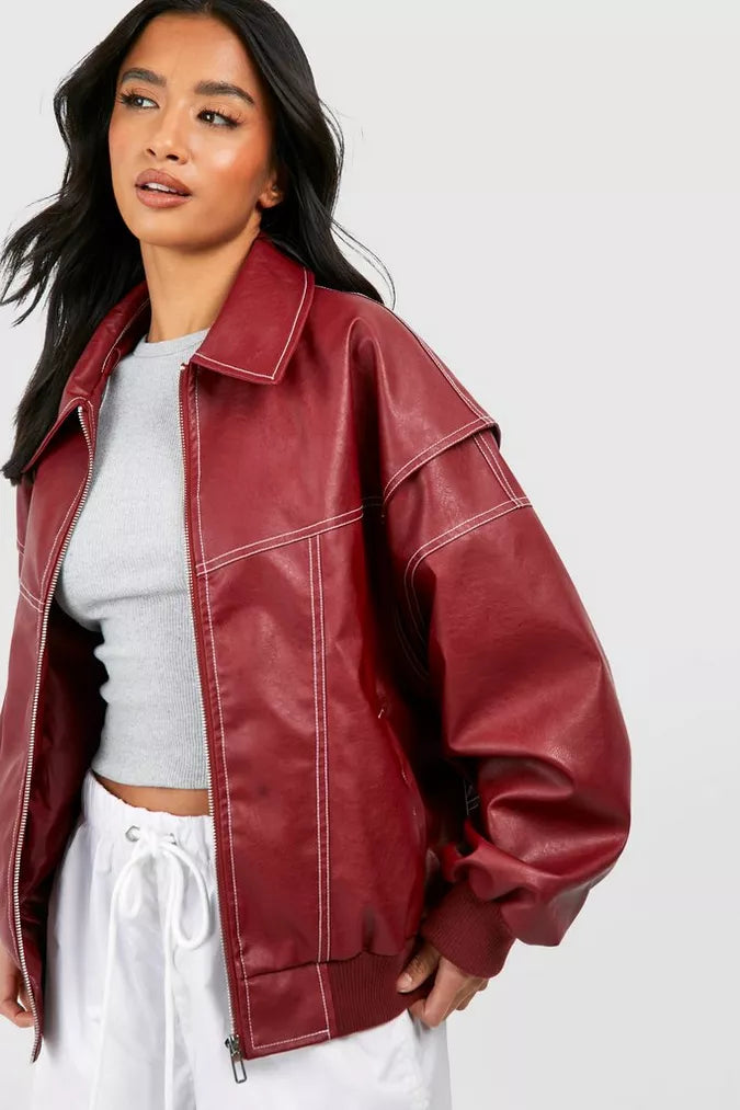 Elegant Women's Jacket Red Modern Cut