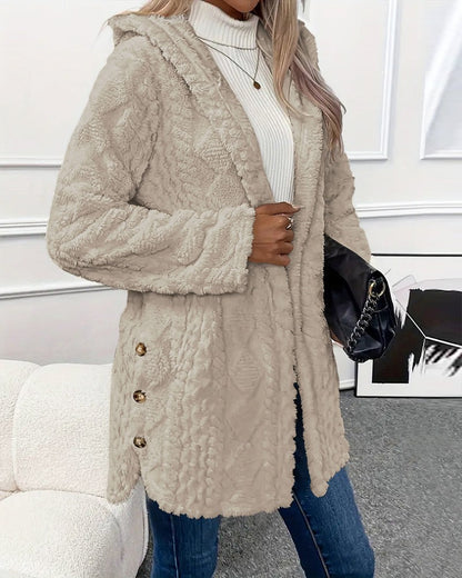 Faux Fur Hooded Jacket Loose Fit