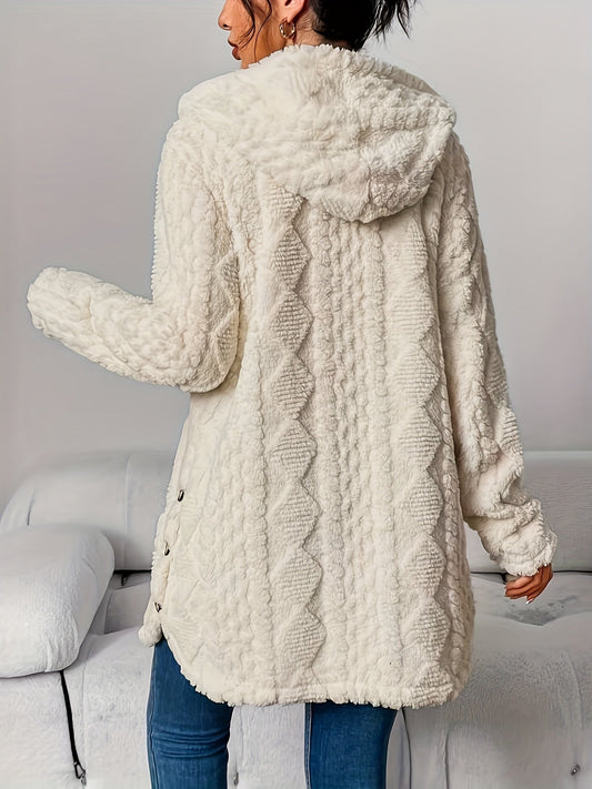 Elegante Damenjacke Lang Mit Kapuze Maritim Stil - IdealeKleiden