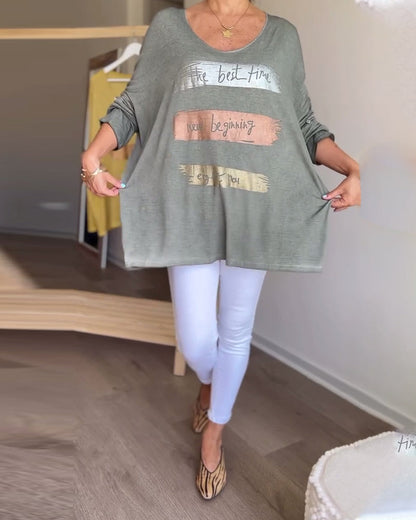 Women's Round Neck Patterned Top