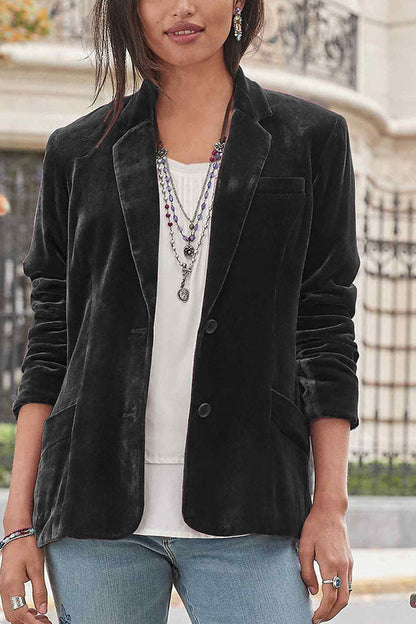 Elegant Women's Velvet Jacket Solid Color Modern