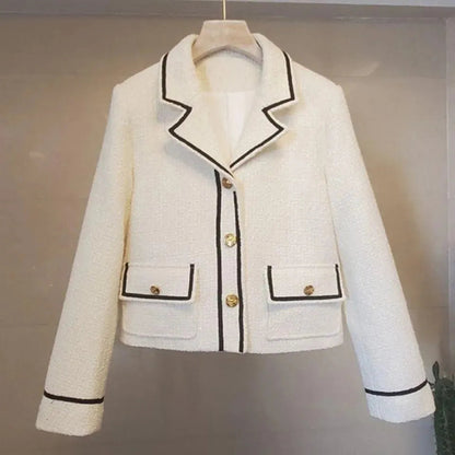 Stylish Women's Tweed Short Jacket with Buttons