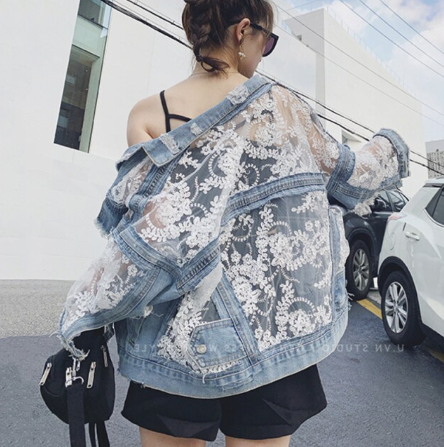 Blumen Sommerjacke Frauen Denim - IdealeKleiden