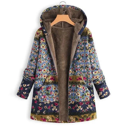 Women's Floral Hooded Fleece Jacket