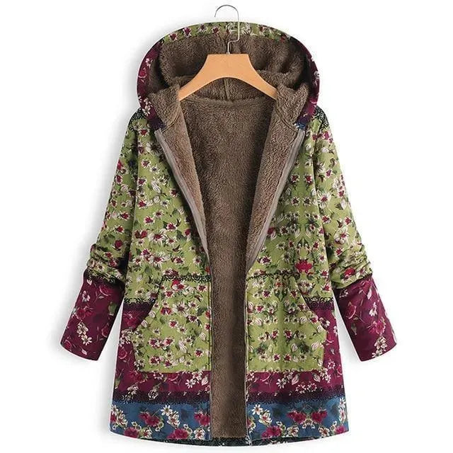 Women's Floral Hooded Fleece Jacket