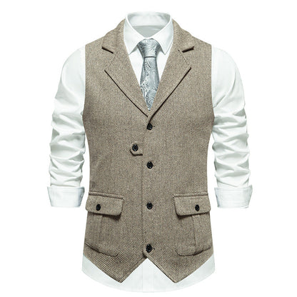 Men's Vest Vintage Herringbone Pattern