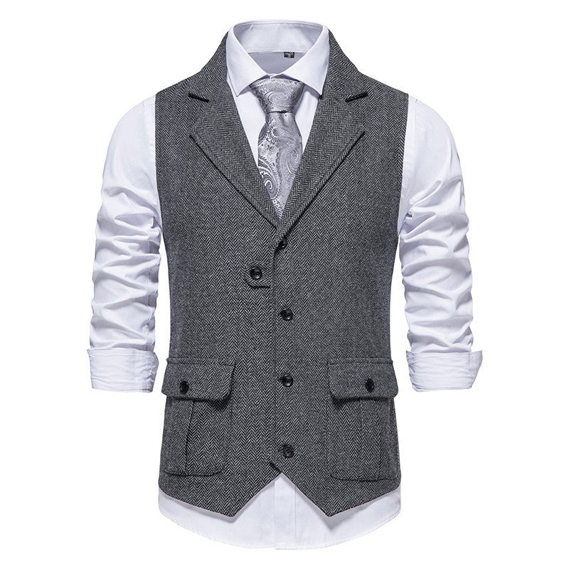 Men's Vest Vintage Herringbone Pattern