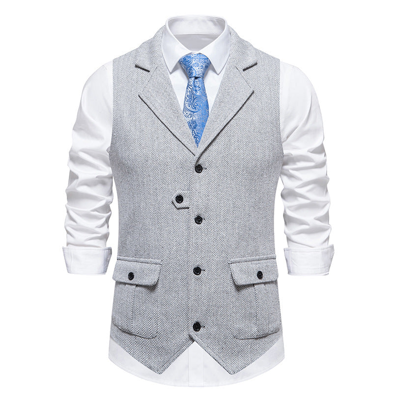 Men's Vest Vintage Herringbone Pattern