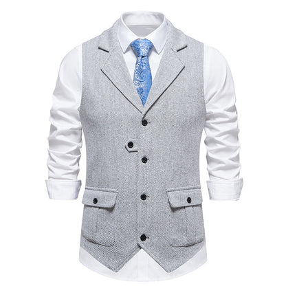 Men's Vest Vintage Herringbone Pattern