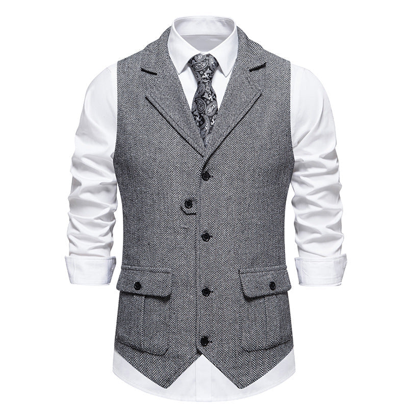 Men's Vest Vintage Herringbone Pattern