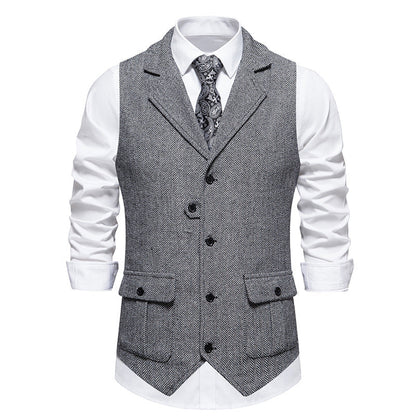 Men's Vest Vintage Herringbone Pattern