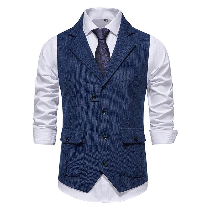 Men's Vest Vintage Herringbone Pattern