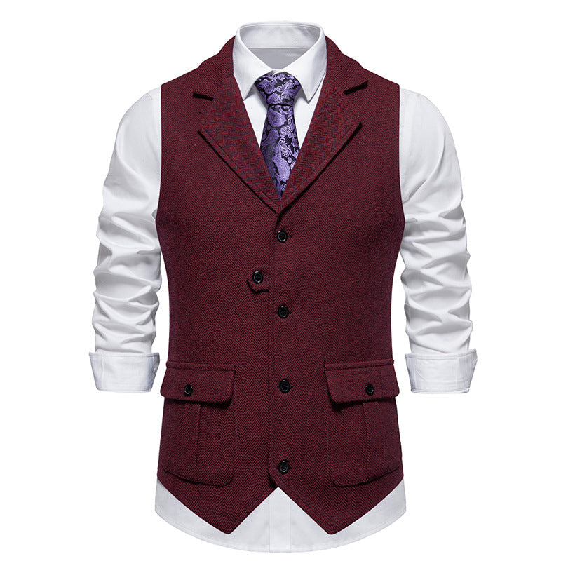 Men's Vest Vintage Herringbone Pattern