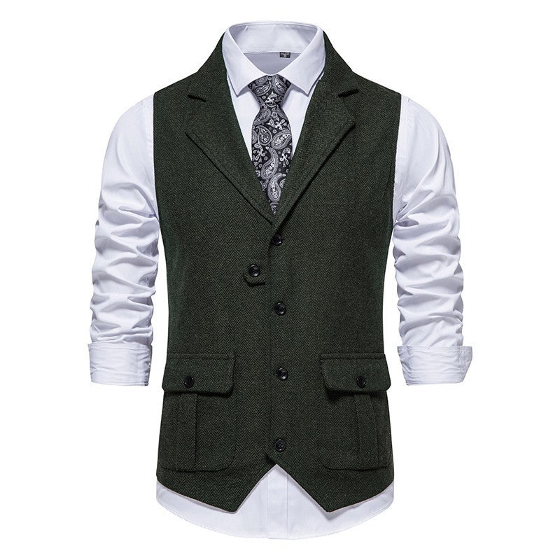 Men's Vest Vintage Herringbone Pattern