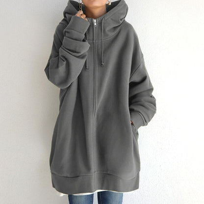 Warme Oversize Pullover mit Kapuze - IdealeKleiden