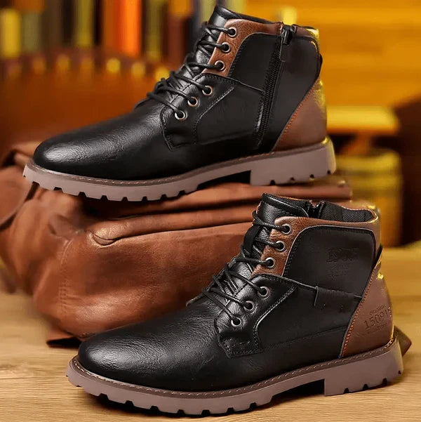 Robuste Lederstiefel Mit Profilsohle Und Zuverlässigem Grip - IdealeKleiden