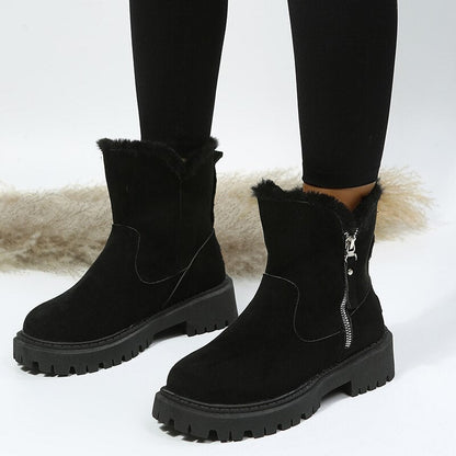 Warm gefütterte Stiefeletten Wildleder Optik - IdealeKleiden