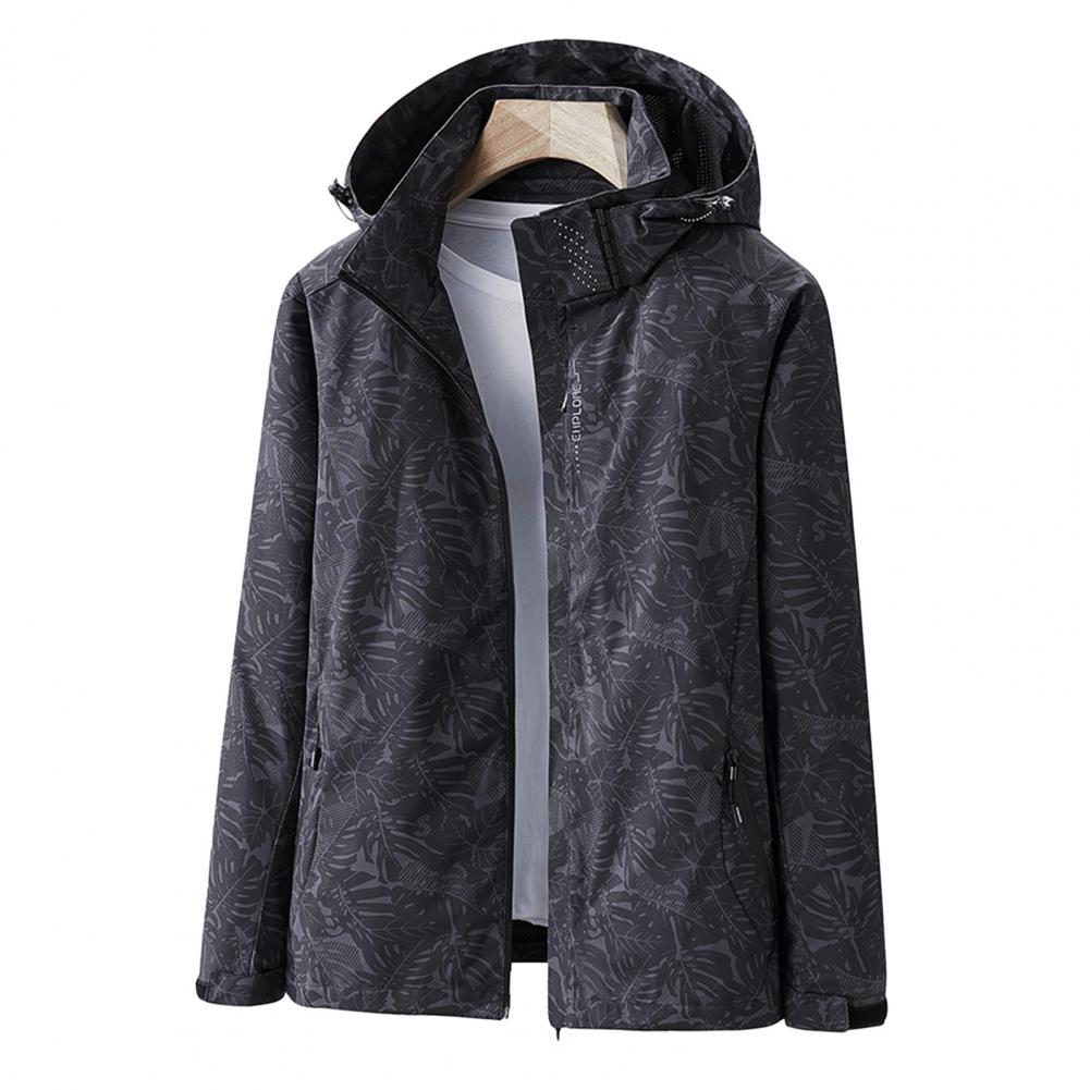 Women's Waterproof Lightweight Jacket with Hood Floral Pattern