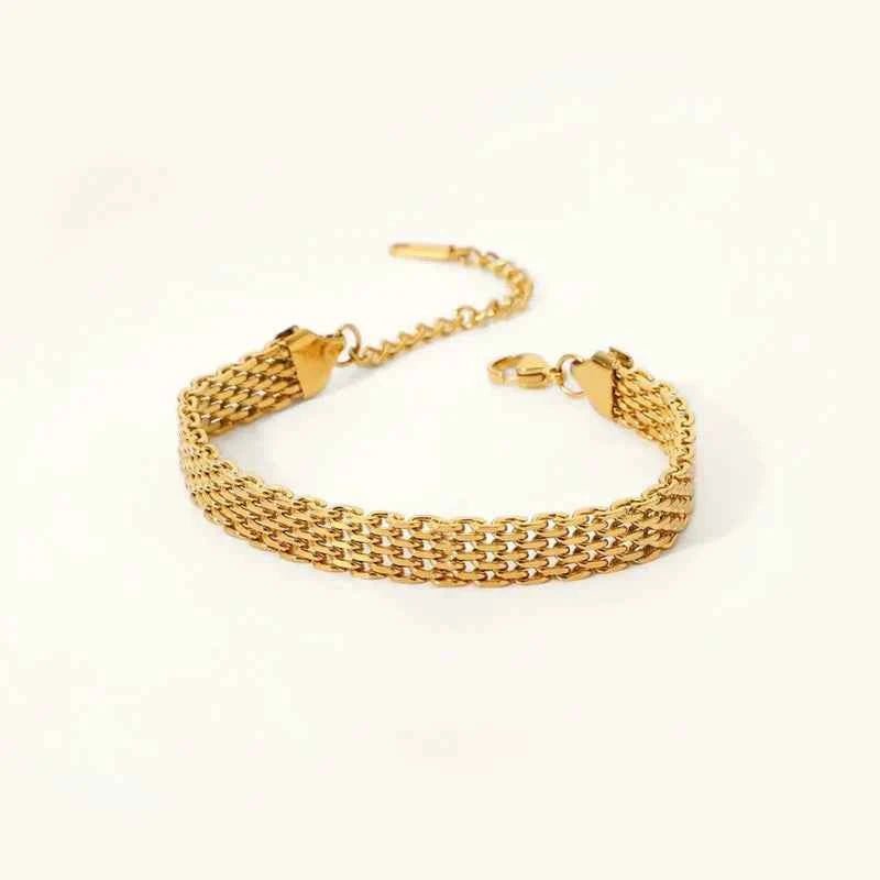 Geflochtenes Armband Gold schwarz wird zu: 
Elegantes Armband Geflochten Goldschmuck - IdealeKleiden