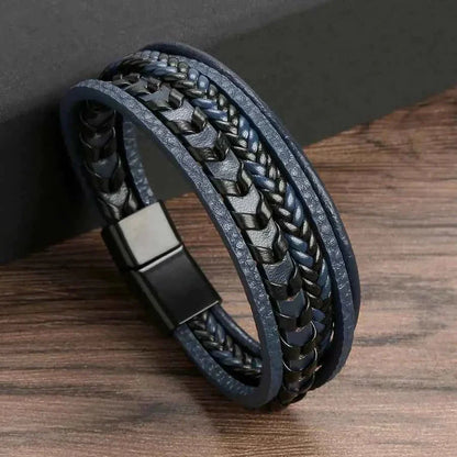 Leather Bracelet Braided Black