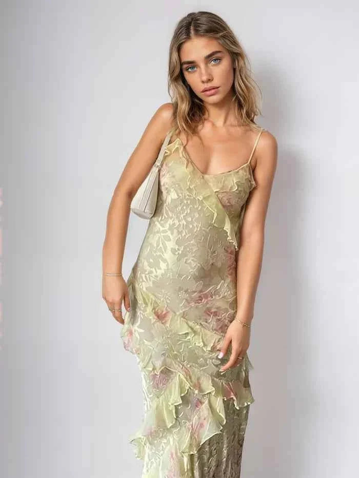 Ruched Maxi Dress Summer Chic