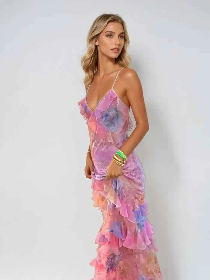 Gerafftes Maxikleid Sommer Chic - IdealeKleiden