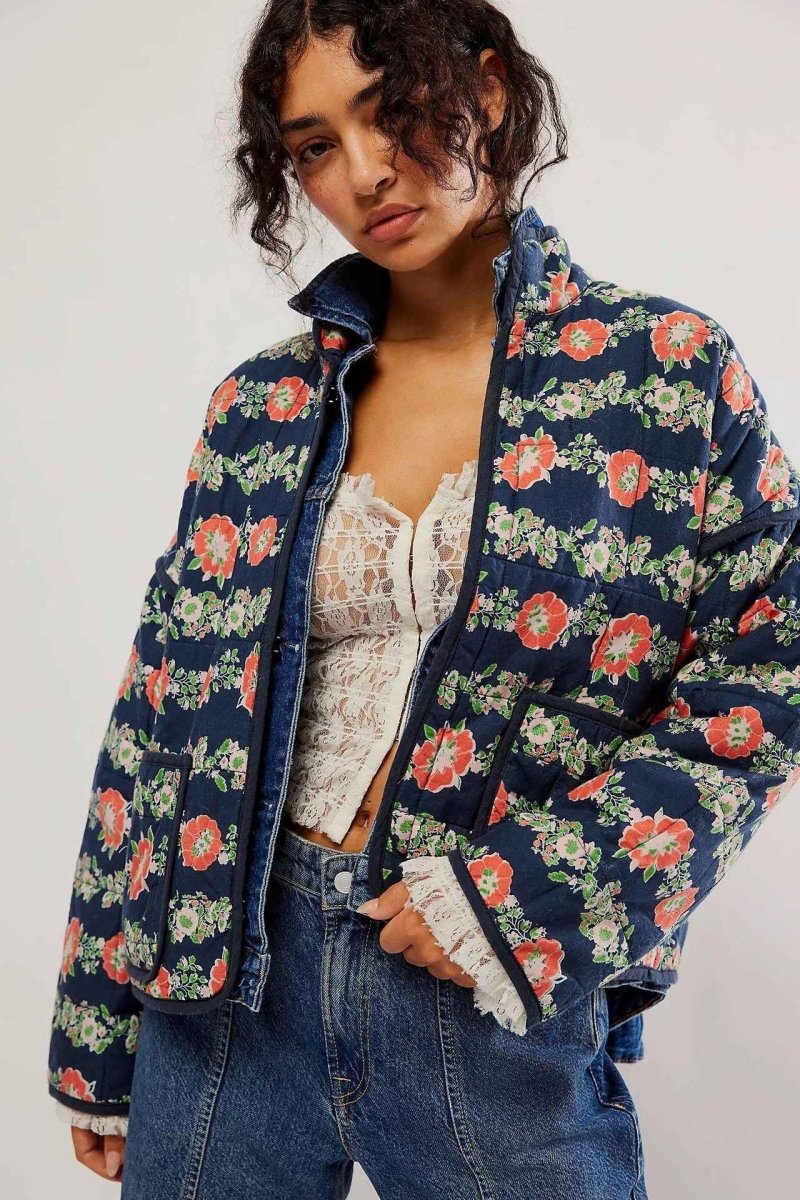 Padded parka with stud patches