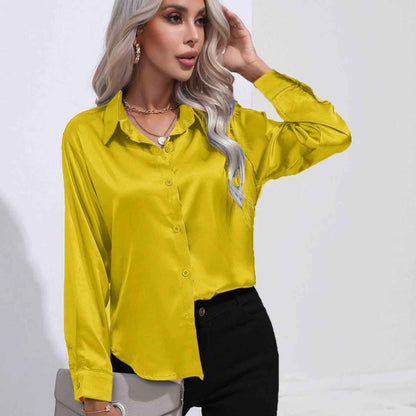 Elegant Satin Blouse Shimmer Effect Women's Top