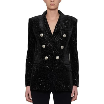 Women's Elegant Plain Glitter Blazer