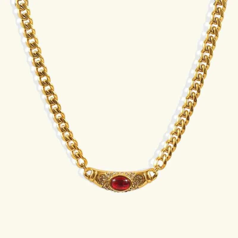 Gemstone Necklace Gold 585 Polished