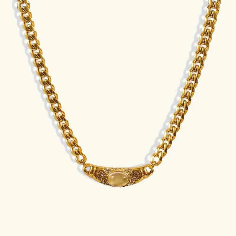 Gemstone Necklace Gold 585 Polished