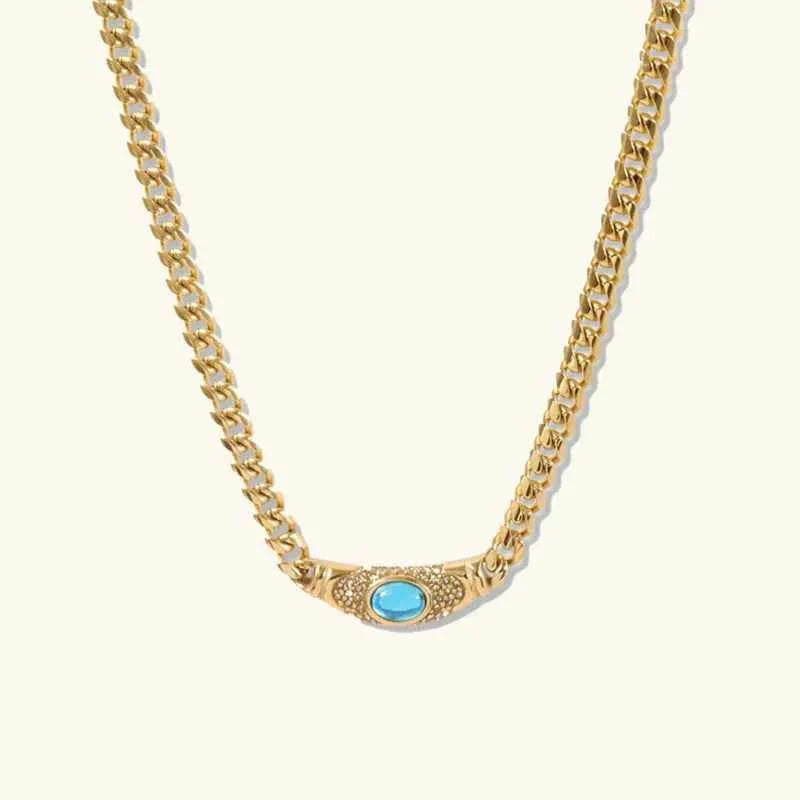 Gemstone Necklace Gold 585 Polished