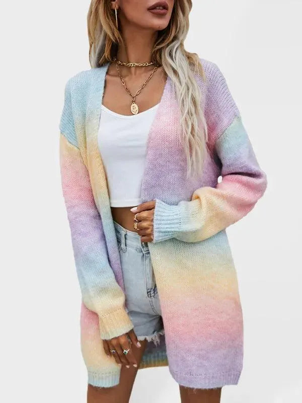 Colorful Cardigan Women Tie Dye Pullover