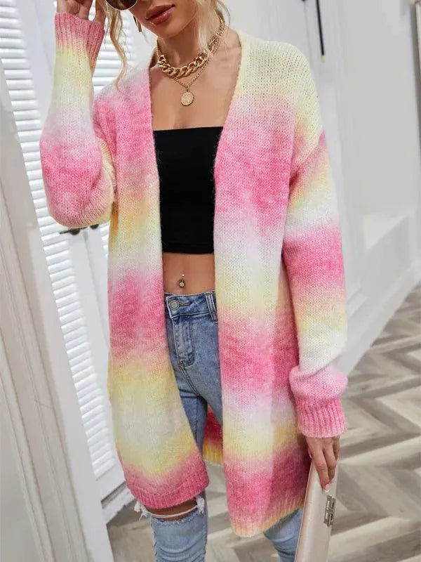 Colorful Cardigan Women Tie Dye Pullover