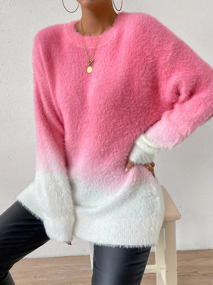 Soft Fuzzy Mélange Crewneck Sweater