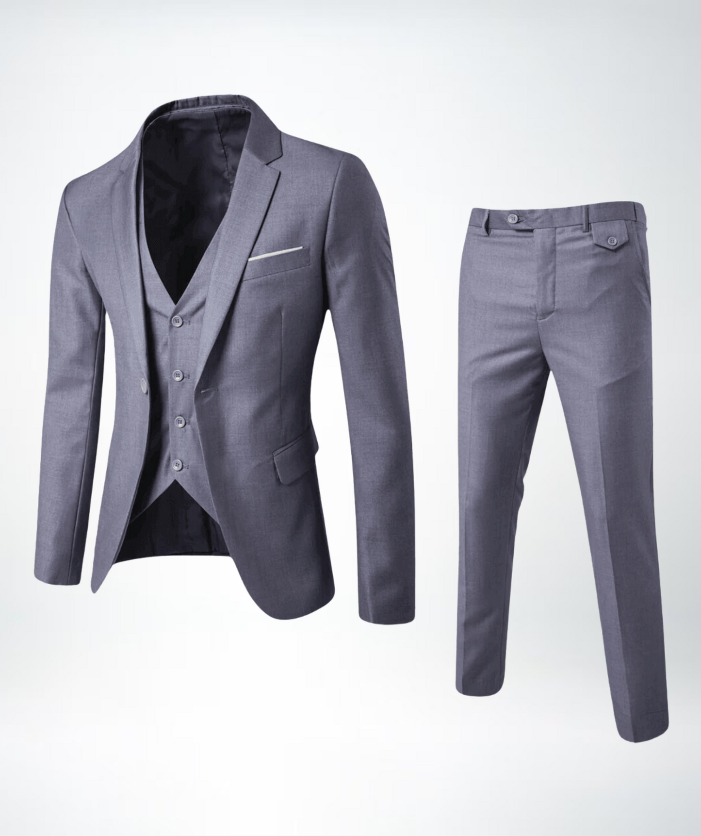 Elegant Dress Slim Fit Wool Blend Lapel Collar Three-piece