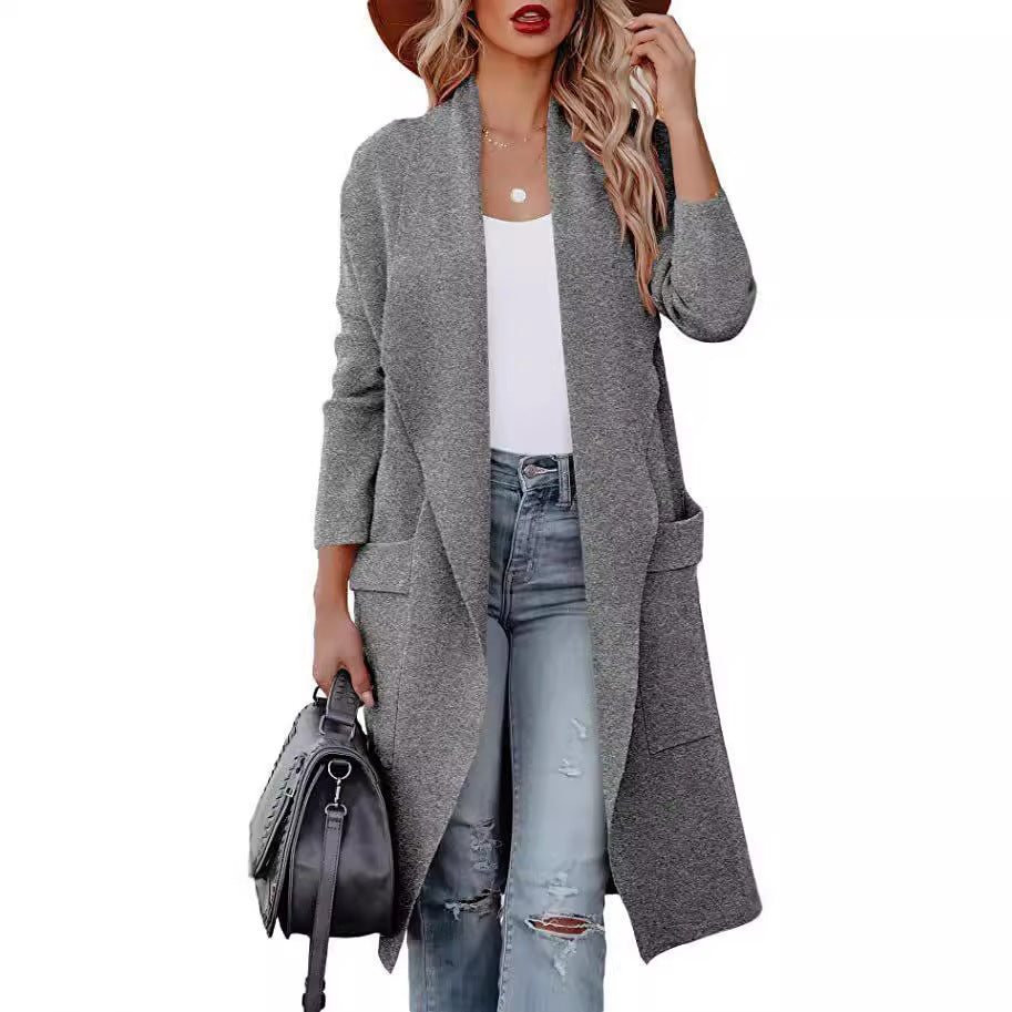 Long Cardigan Open Front Elegant