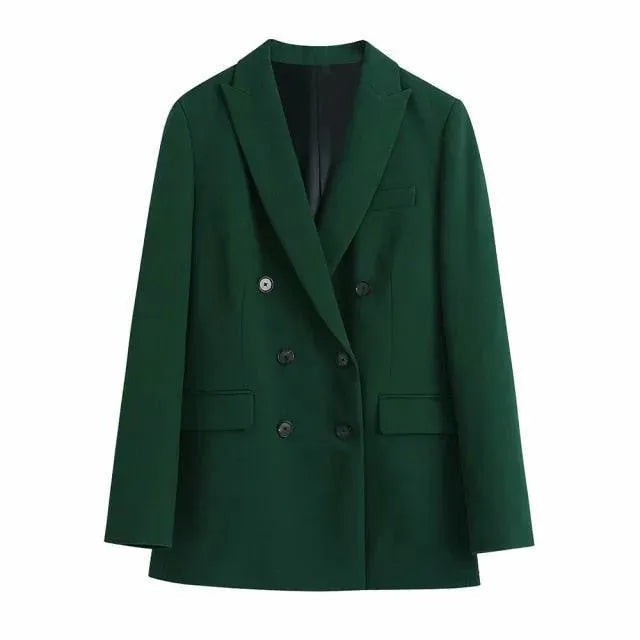 Green Women's Blazer Modern Casual Elegant