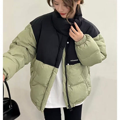Oversized puffer jacket quilted design high collar zip fastening