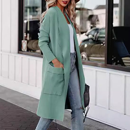 Long Cardigan Open Front Elegant