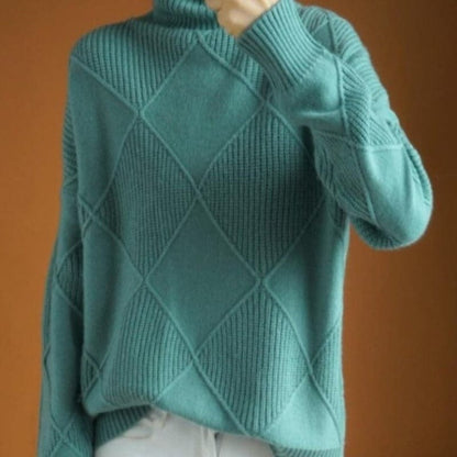 Women's Scarf Turtleneck Diamond Pattern Soft