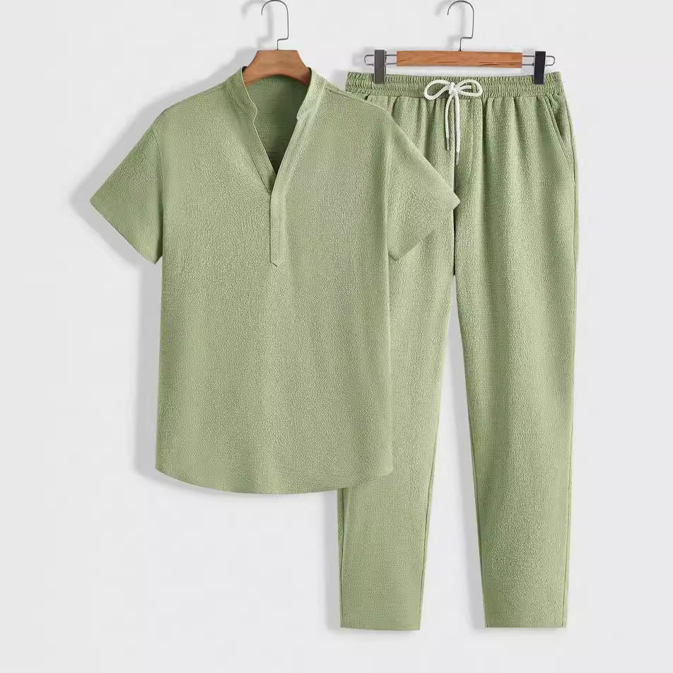 Men's Lounge Set Comfort Polo Shirt Trousers