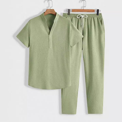 Men's Lounge Set Comfort Polo Shirt Trousers